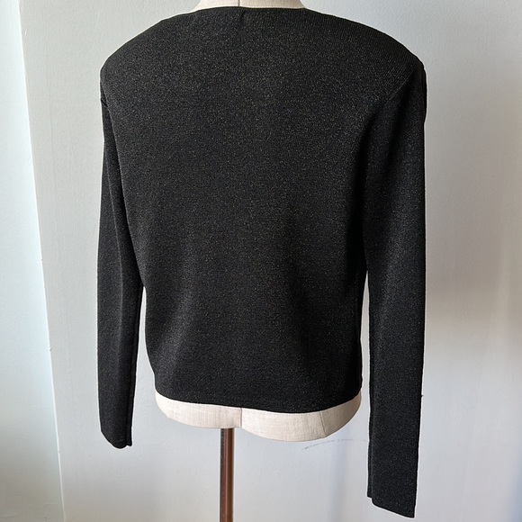 Black flower bud lined sparkling cardigan - Picture 4 of 8